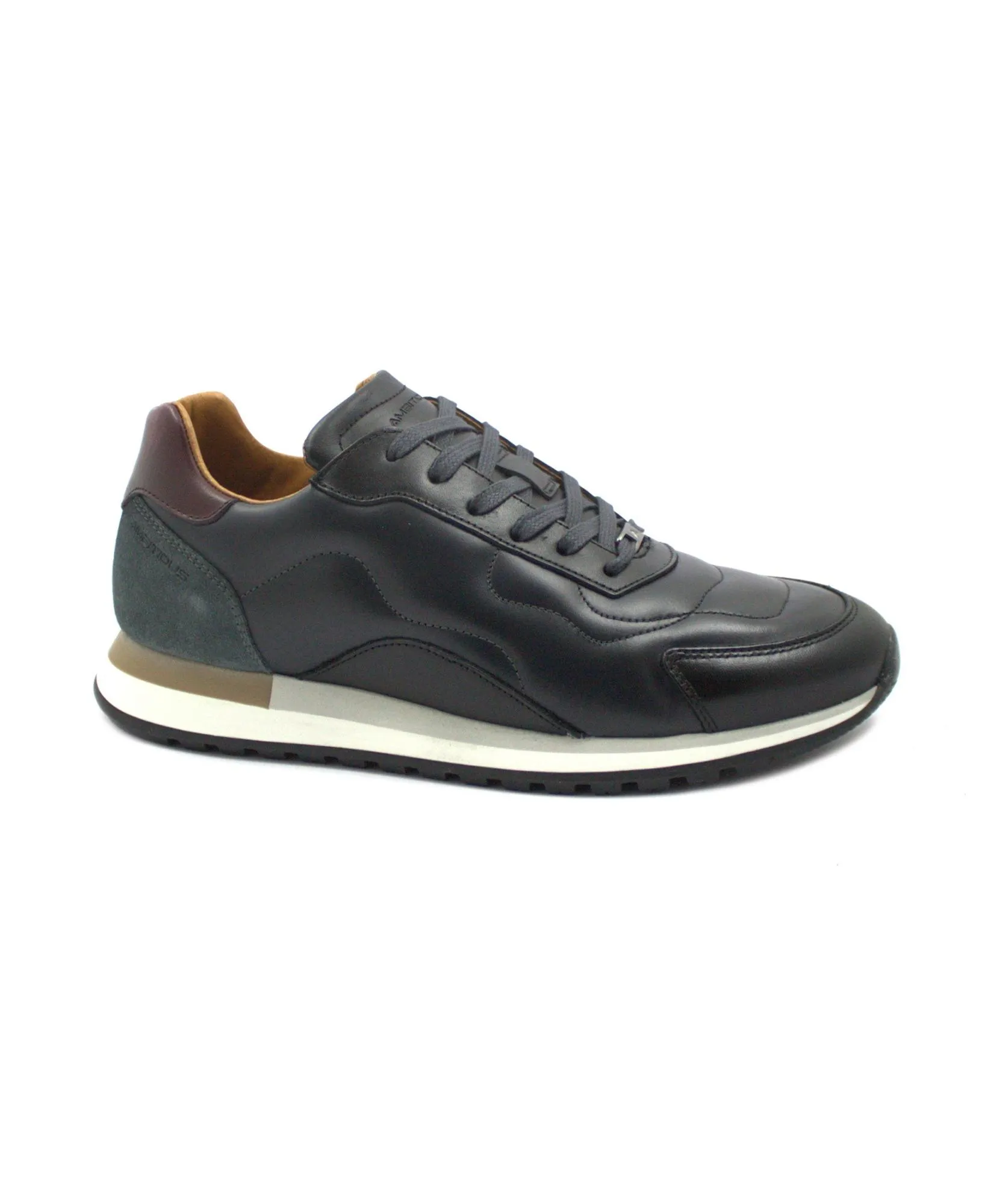 AMBITIOUS 12439-6335 black nero scarpe uomo sneakers lacci pelle