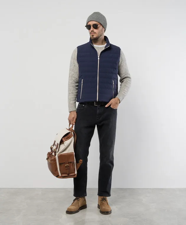 Brunello Cucinelli Gilet in piumino blu MM4911797