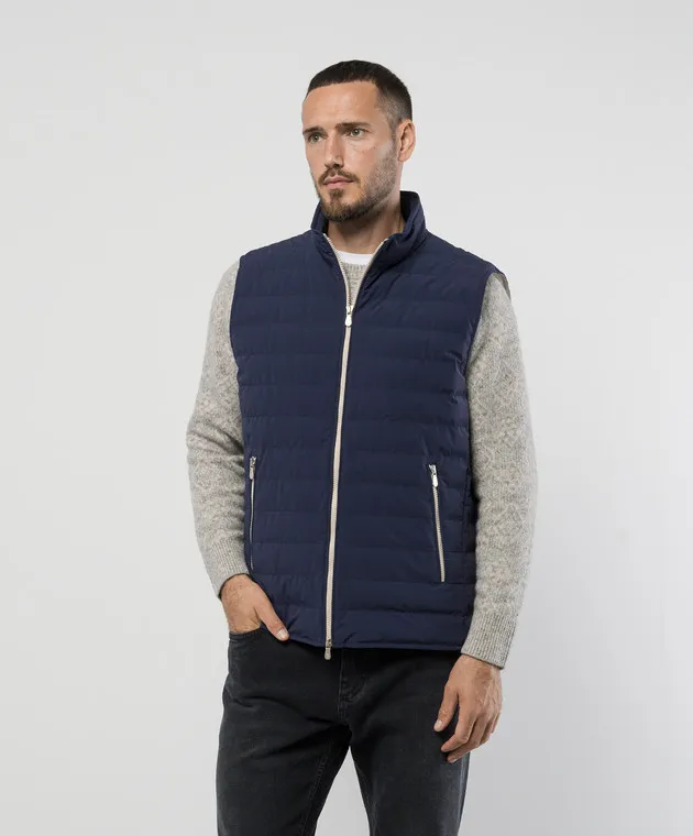 Brunello Cucinelli Gilet in piumino blu MM4911797