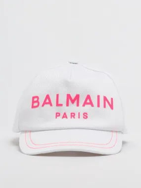 Cappello baseball Balmain in cotone Bianco-Fuxia