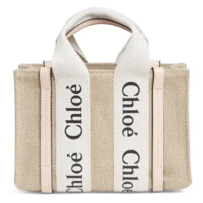 CHLOE  Borsa ''Woody'' mini in lino beige