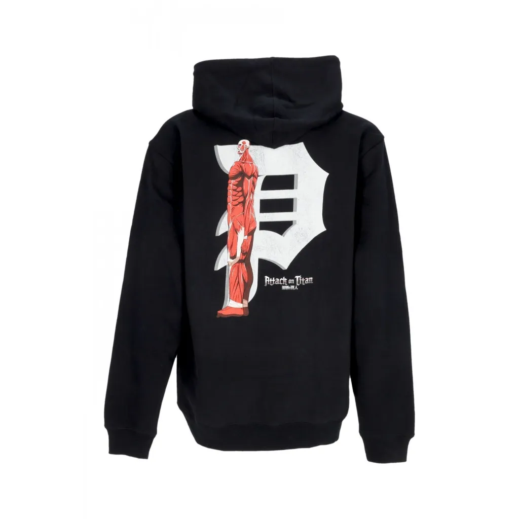 felpa cappuccio uomo colossal dirty p hoodie x attack on titan BLACK