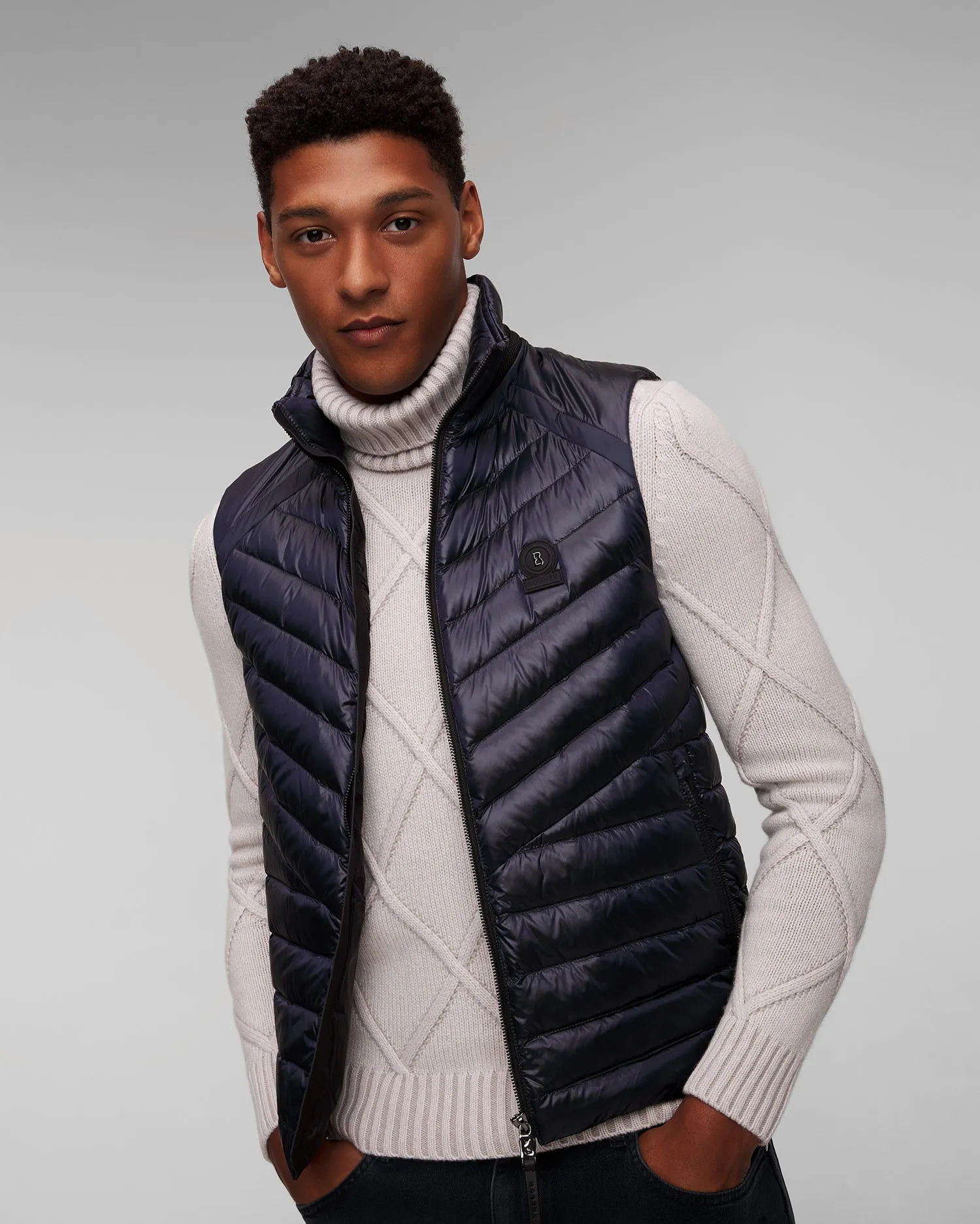 Gilet blu scuro con piumino da uomo BOGNER Lasse-D2 38486549-413