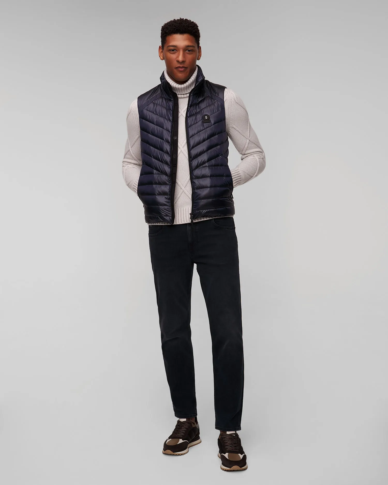 Gilet blu scuro con piumino da uomo BOGNER Lasse-D2 38486549-413