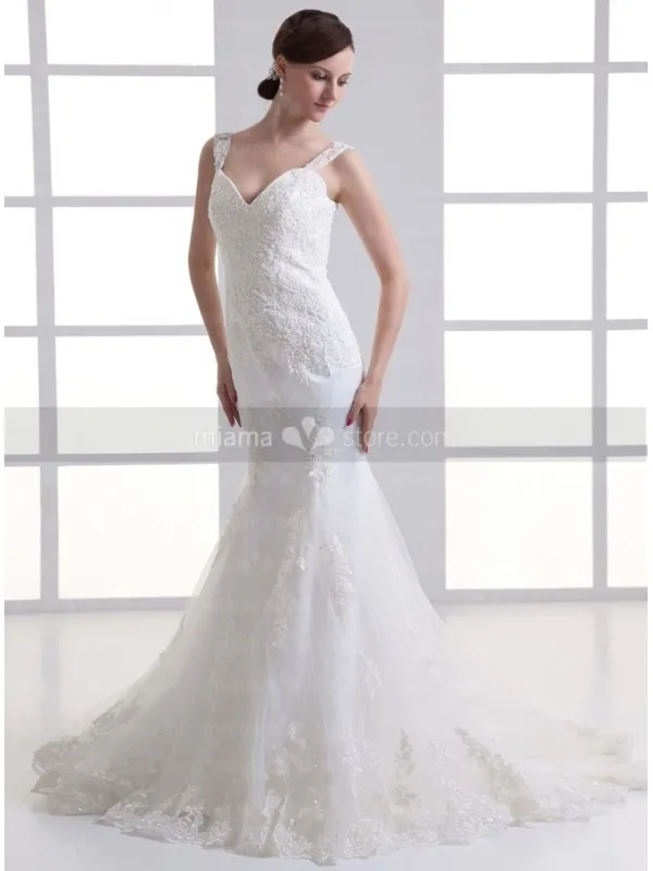 KATYA - A-line Sweetheart Mermaid Chapel train Tulle Wedding dress