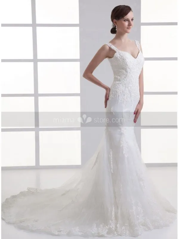 KATYA - A-line Sweetheart Mermaid Chapel train Tulle Wedding dress