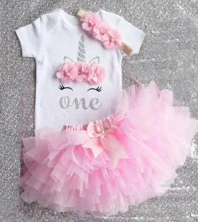 Little Princess Floral Unicorn Dress For Baby Girls 1 anno Birthday Dress Cake Smash Outfit Infant 12 mesi Christenin