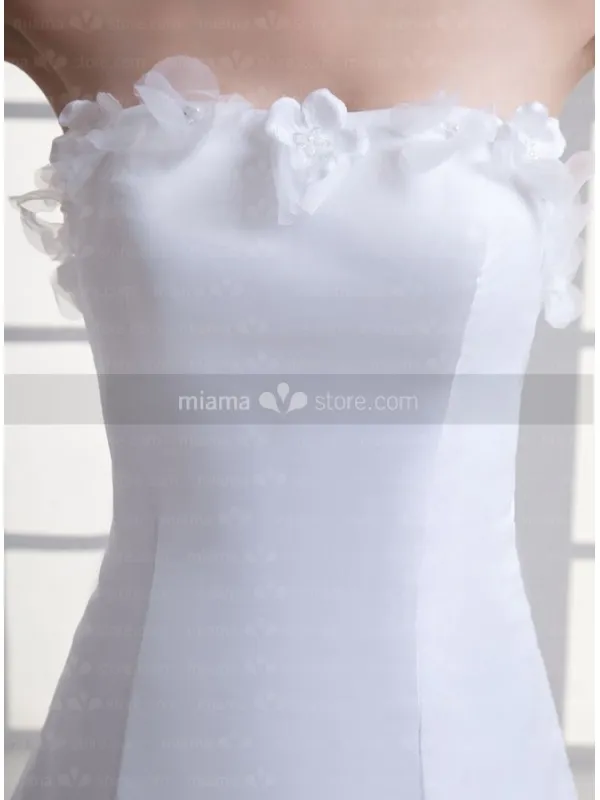 MICHELLE - A-line Strapless Chapel train Satin Wedding dress