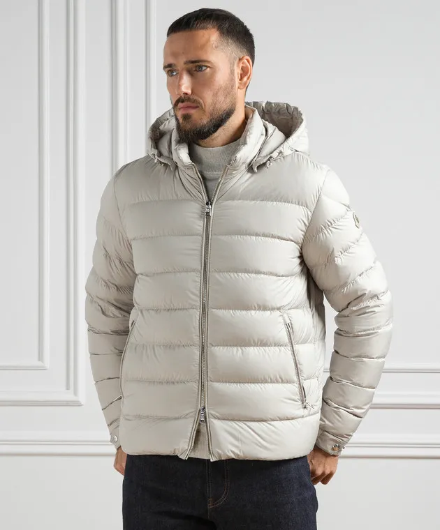 Moncler Piumino Arneb beige con patch logo 1A00134549SK