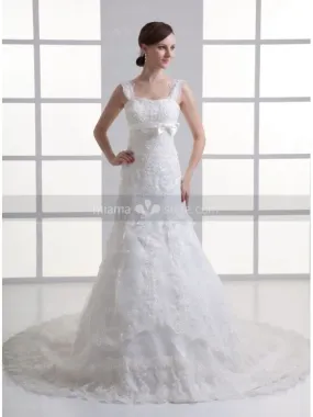 MONIKA - A-line Empire waist Chapel train Tulle Square neck Wedding dress