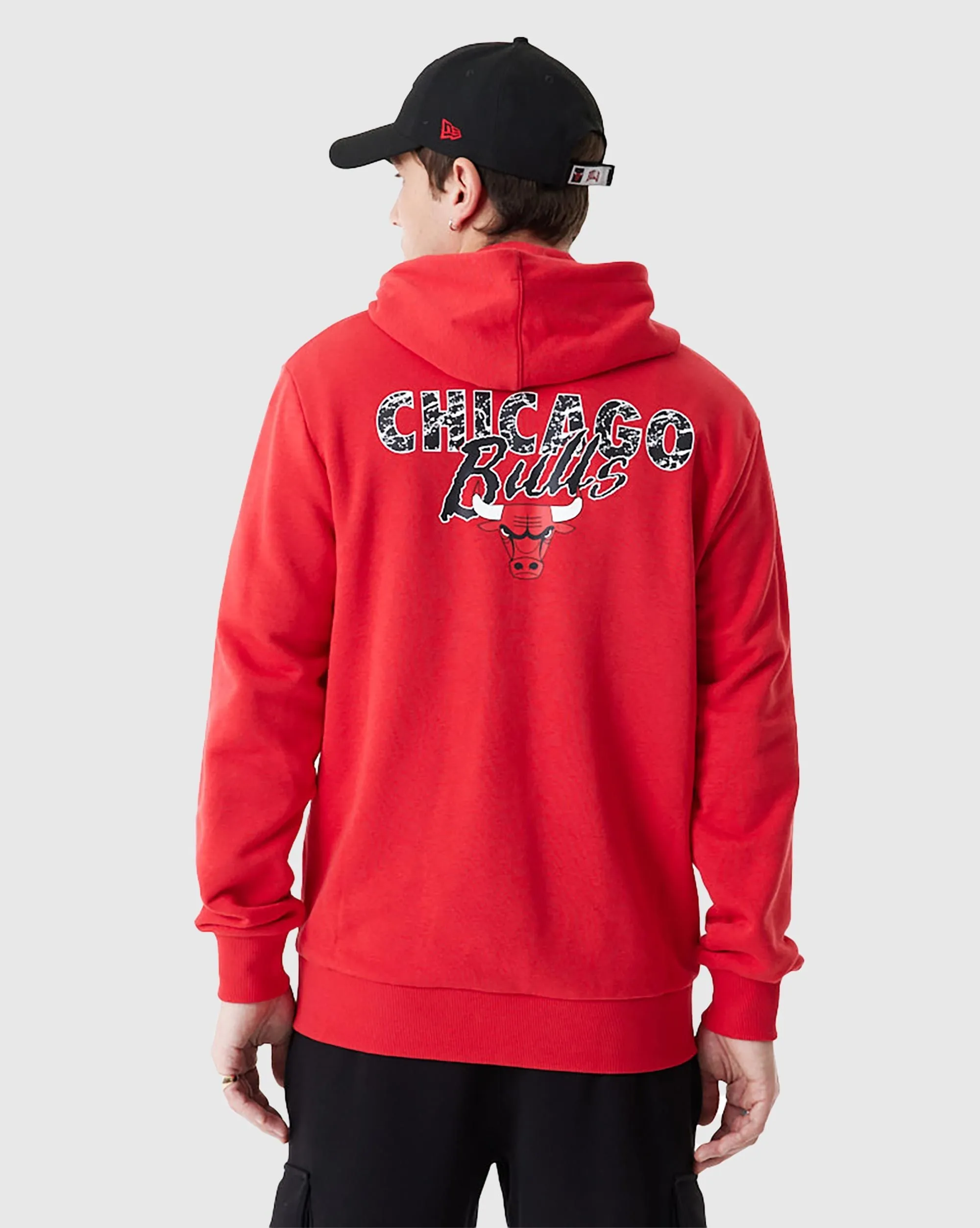 New Era NBA Felpa Con Cappuccio Full-Zip Chicago Bulls Rosso Uomo