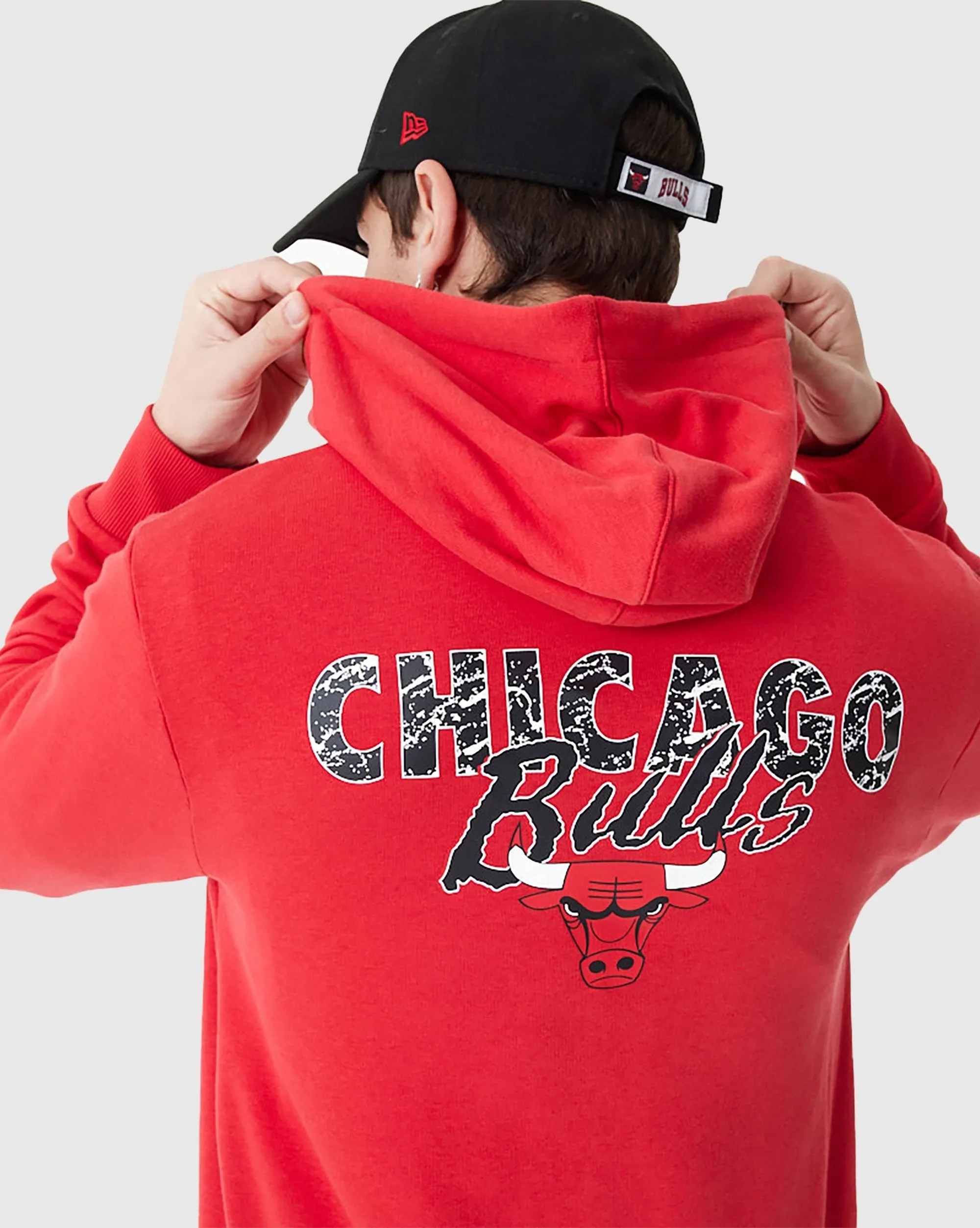 New Era NBA Felpa Con Cappuccio Full-Zip Chicago Bulls Rosso Uomo