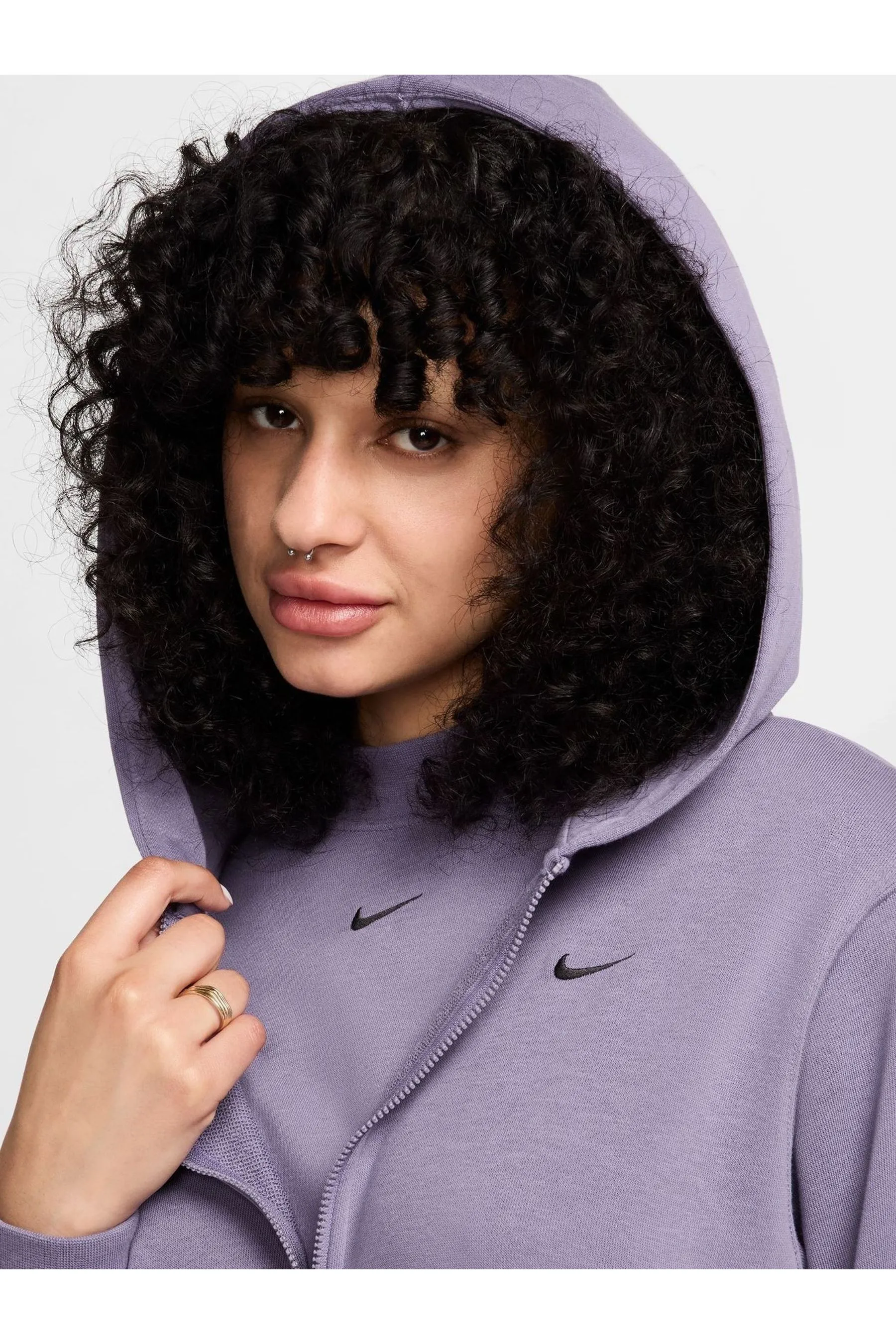 Nike Ampi - Chill - Felpa in spugna francese con zip lunga e cappuccio    