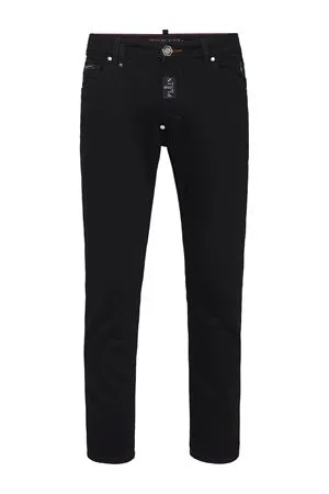 PHILIPP PLEIN Abbigliamento,Jeans Jeans skinny in denim di cotone nero 