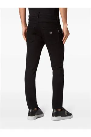 PHILIPP PLEIN Abbigliamento,Jeans Jeans skinny in denim di cotone nero 