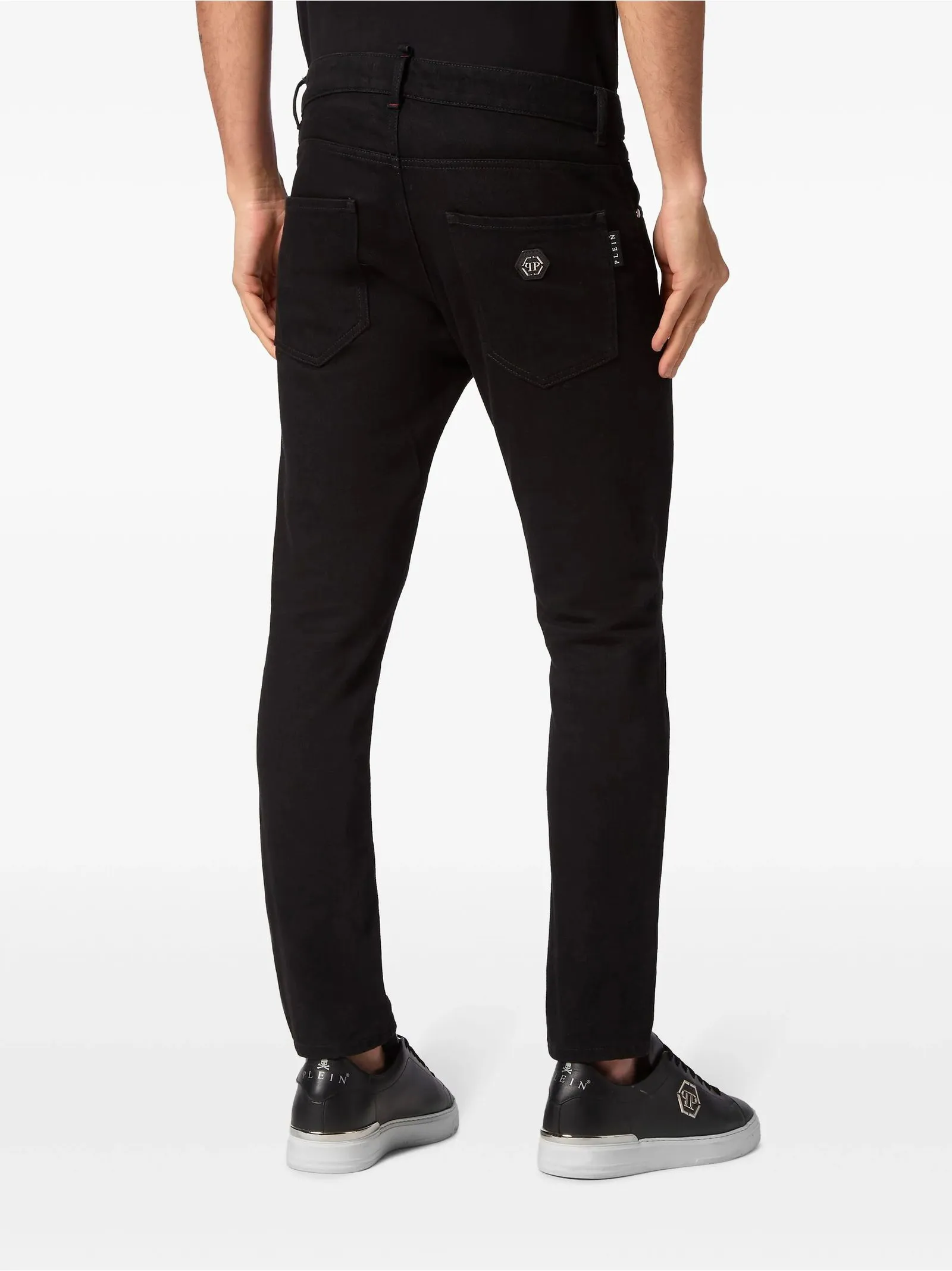 PHILIPP PLEIN Abbigliamento,Jeans Jeans skinny in denim di cotone nero 