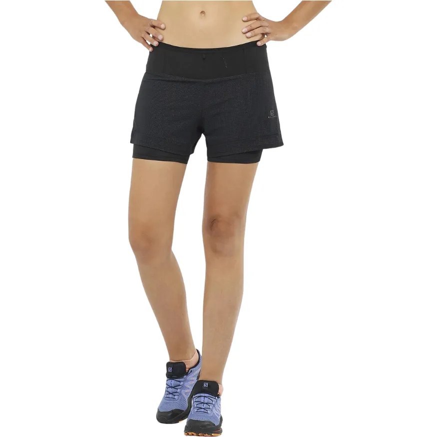 Salomon Sense Aero 2in1 Short Black - Pantaloncini Trail Running Donna