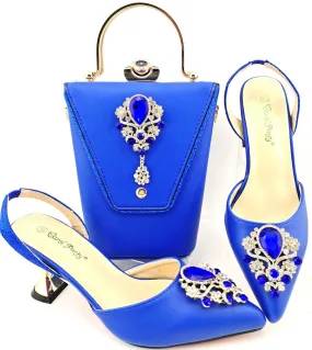 Scarpe e borsa da donna africane in stile moda di vendita calda con decorazioni in cristallo per feste di matrimonio in pompe di