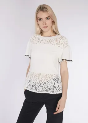 T-shirt in jersey e pizzo