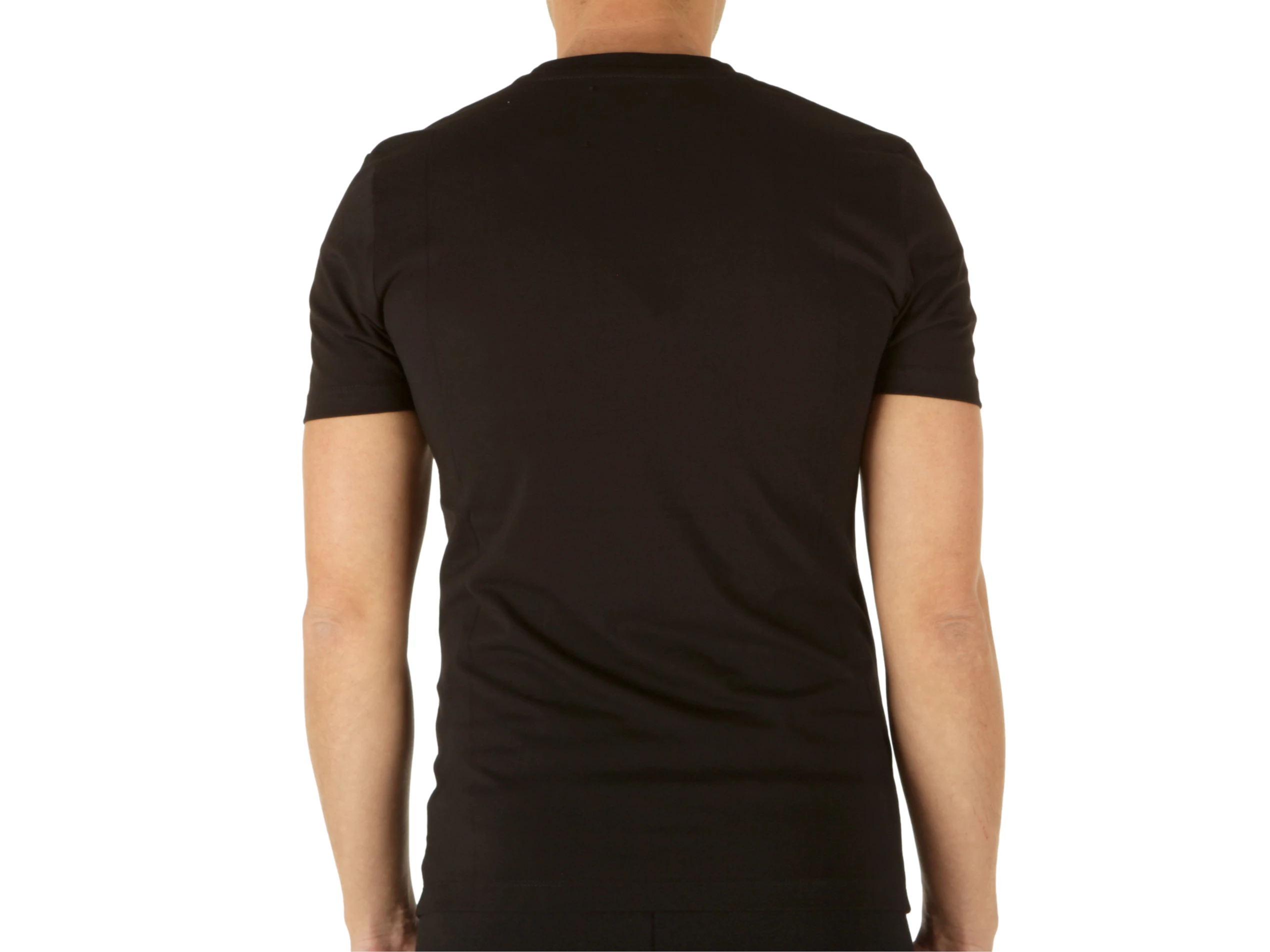 T-Shirt In Jersey Uomo Nero Stampa Bianca