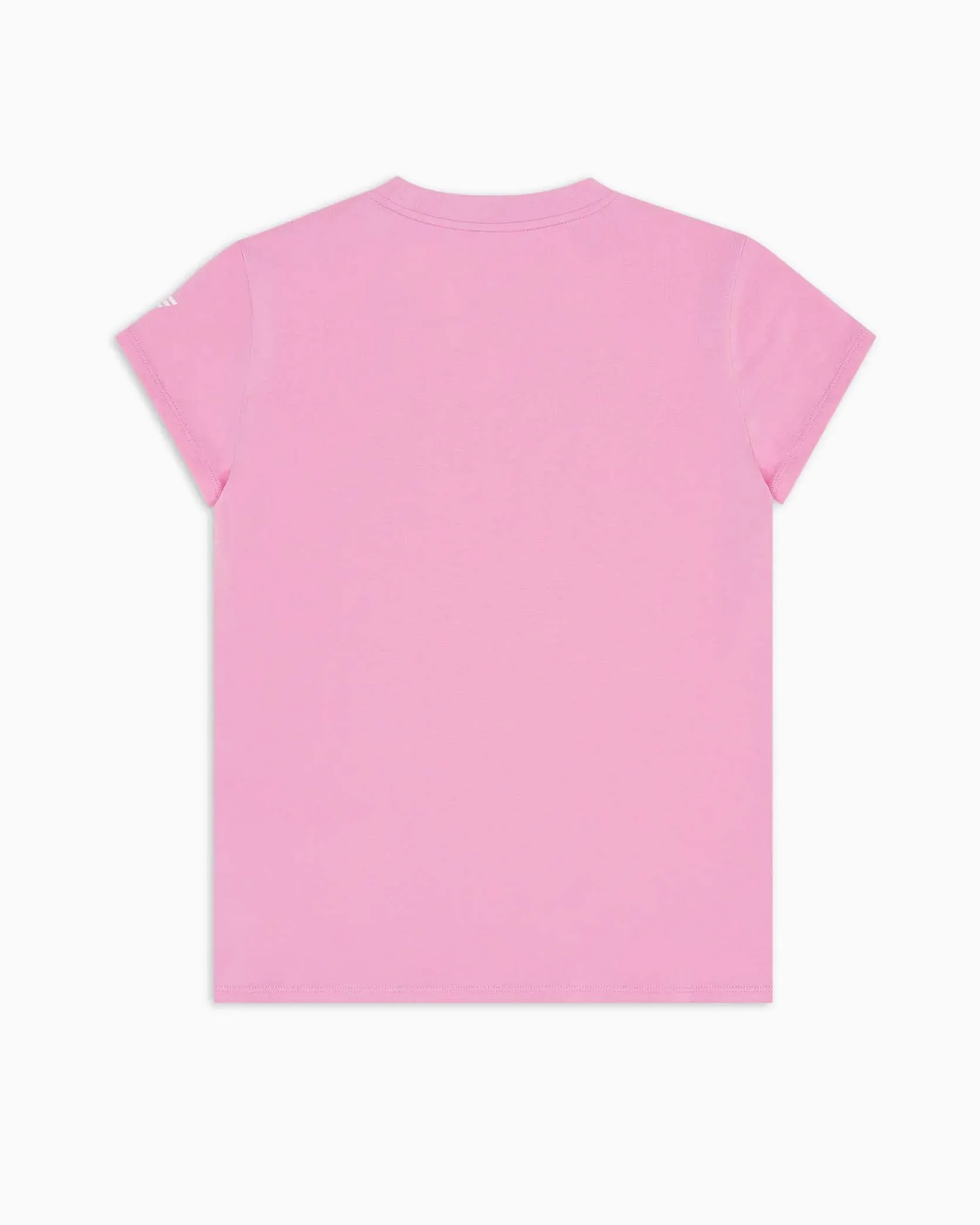 T-shirt rosa mezza manica in cotone stretch con stampa logo bianca 10-14 anni