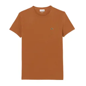 T-shirt Uomo Lacoste Girocollo Cotone Pima Marrone Chiaro