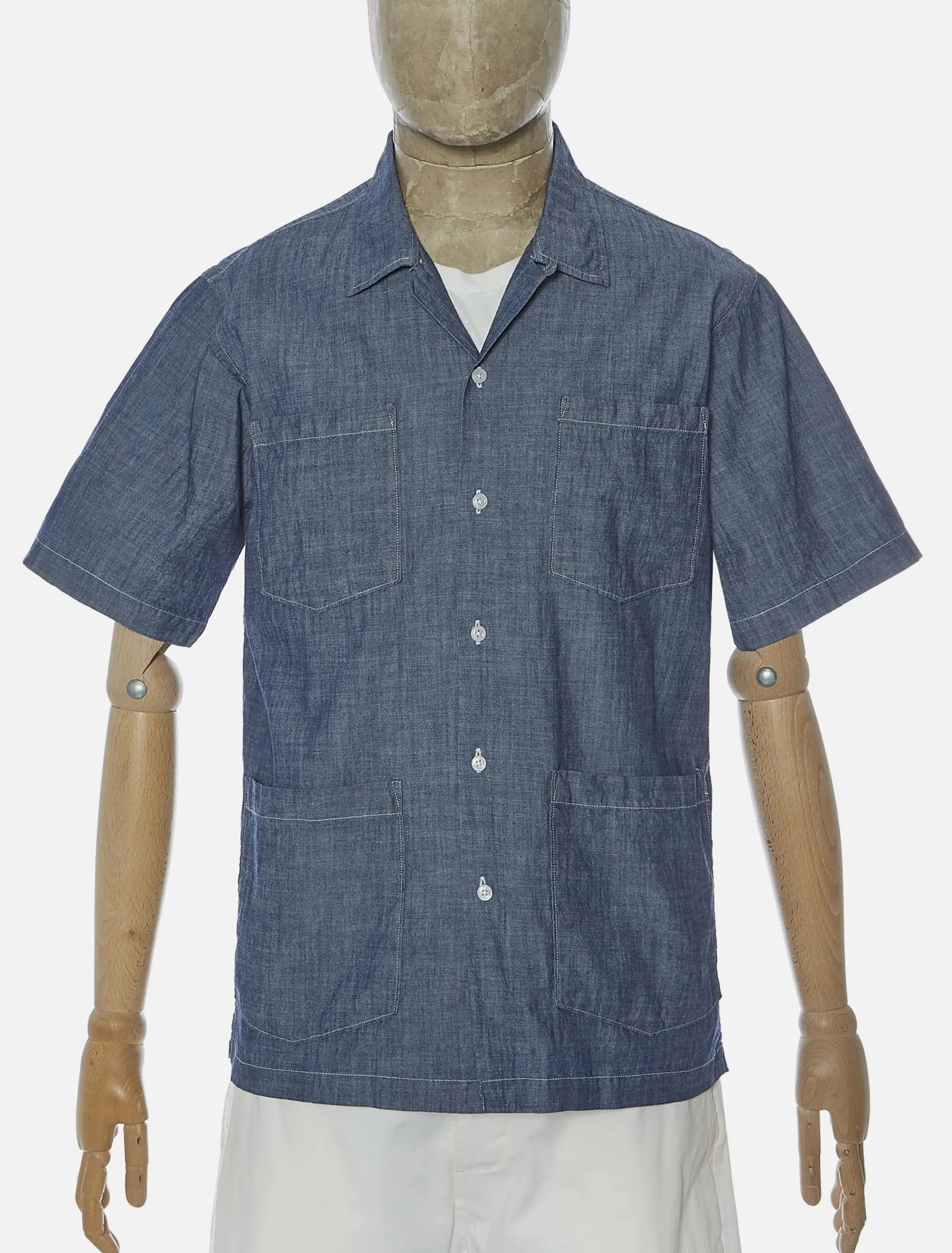 Universal Works Four Pocket Shirt in Indigo Chambray