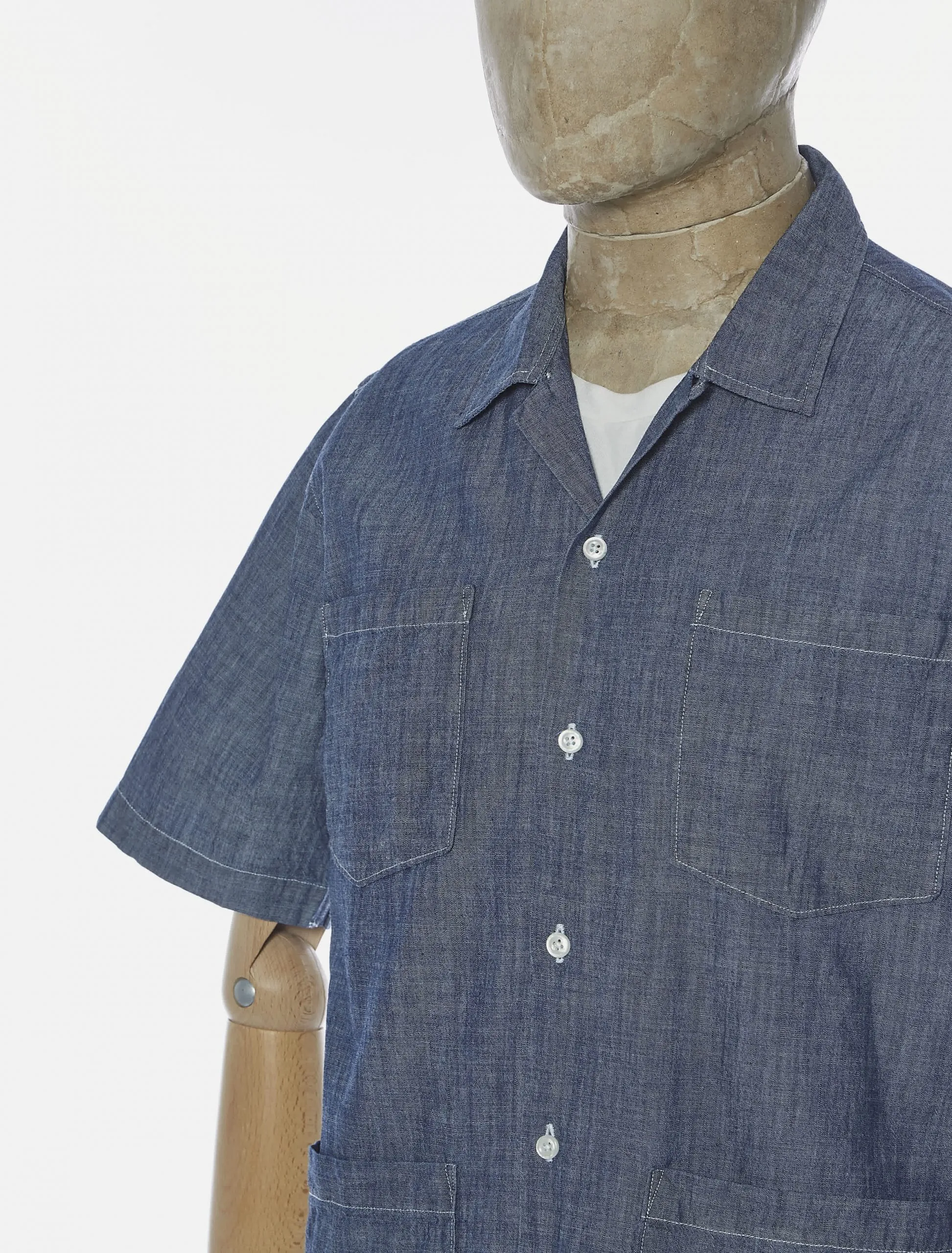 Universal Works Four Pocket Shirt in Indigo Chambray